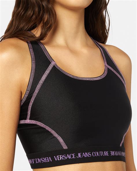 logo-print stretch-jersey sports bra versace|Logo Nylon Sports Bra Black,Print .